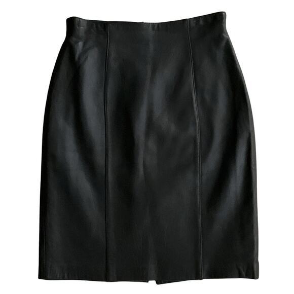 LAMBSKIN New Zealand Leather Pencil Skirt Black High Waist sz 6 Old Money Witchy - Picture 3 of 9